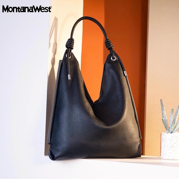 Montana West Handbags - Montana West Black PU Leather Hobo Bag